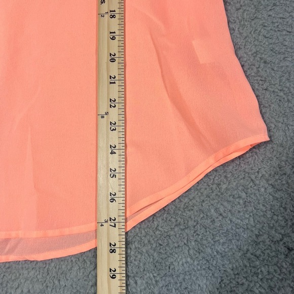 E&M Tank Top Womens Medium Coral Peach Sleeveless Sheer RacerBack Flowy - Picture 4 of 6